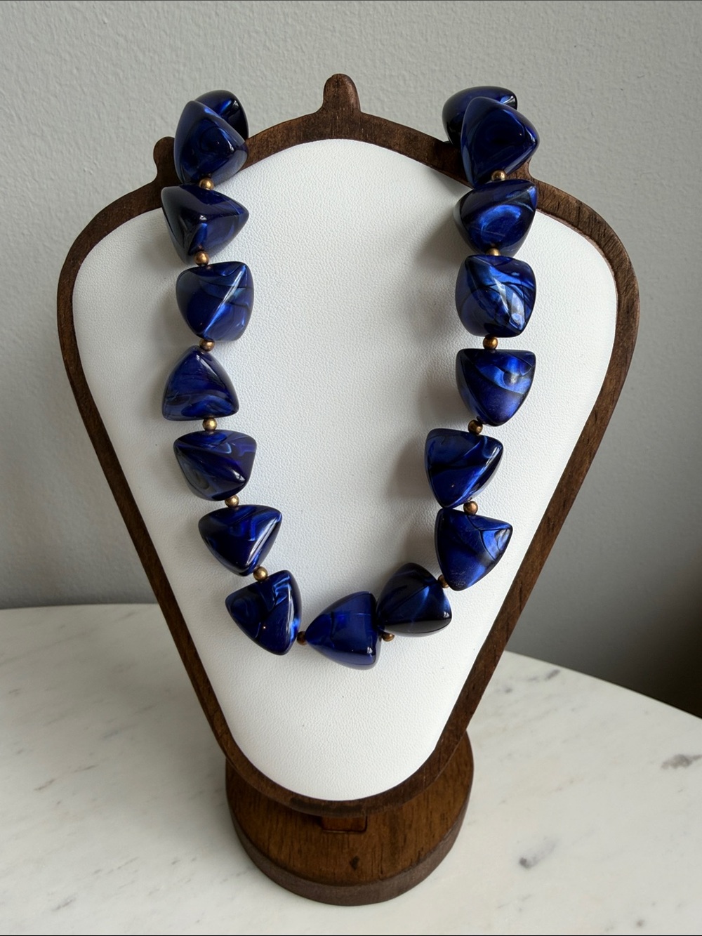 Vintage Bold Chunky Triangle Bead Statement Necklace - Funky , Fun, Pop of Color